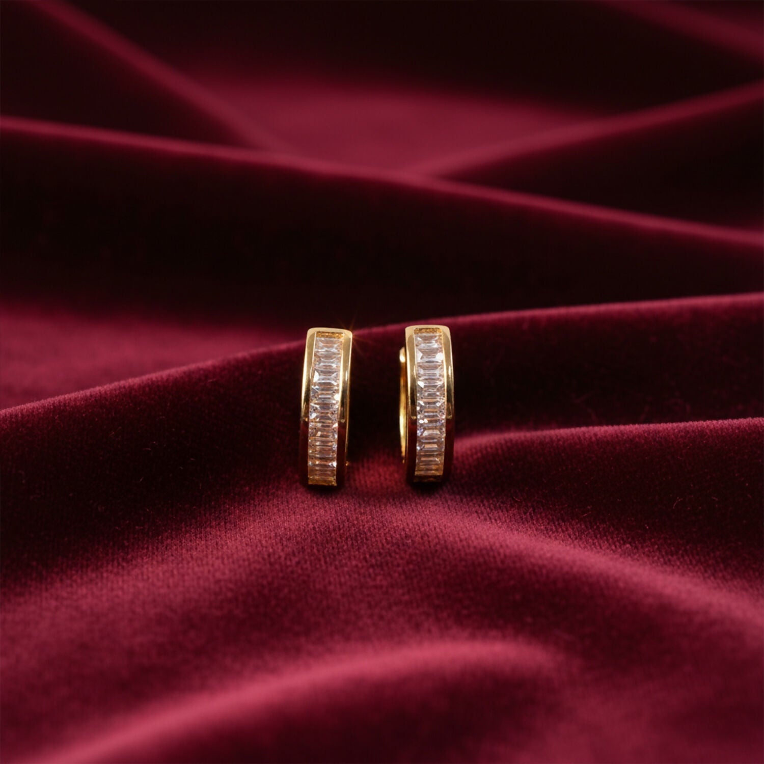 Crystal Studded Hoop Earrings – Elegant Lightweight Design