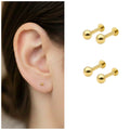 Gold Flat Back Labret Stud Earrings – Comfortable Tiny Ball Piercing Combo Pack