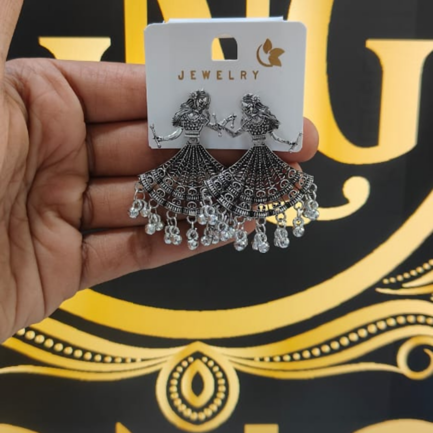 Oxidised Jhumka Earrings – Dancing Doll Ghungroo Design