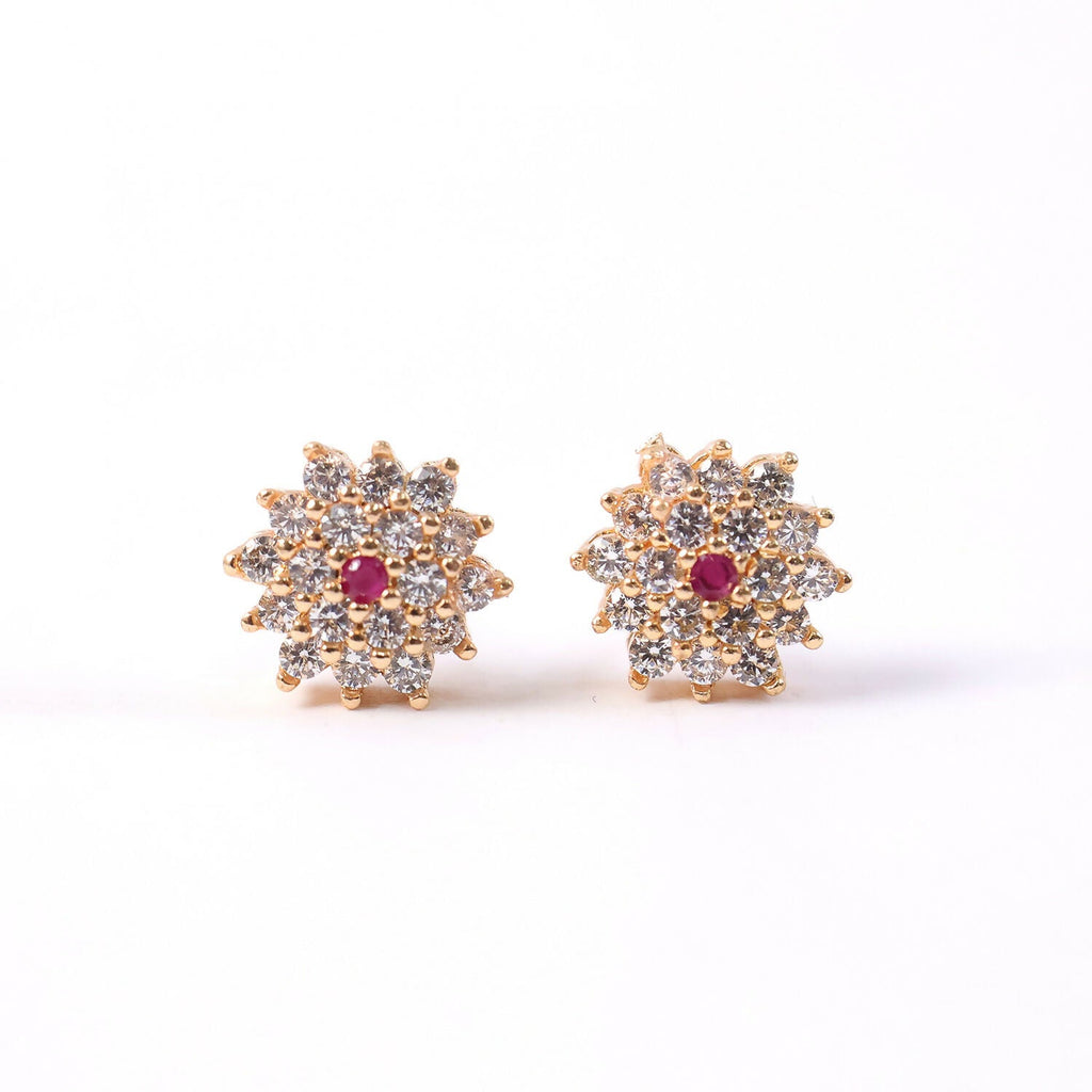 CZ Stud Earrings – Elegant Floral Design for Daily & Party Wear