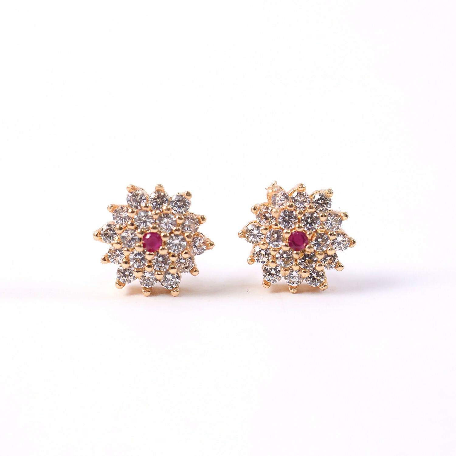 CZ Stud Earrings – Elegant Floral Design for Daily & Party Wear
