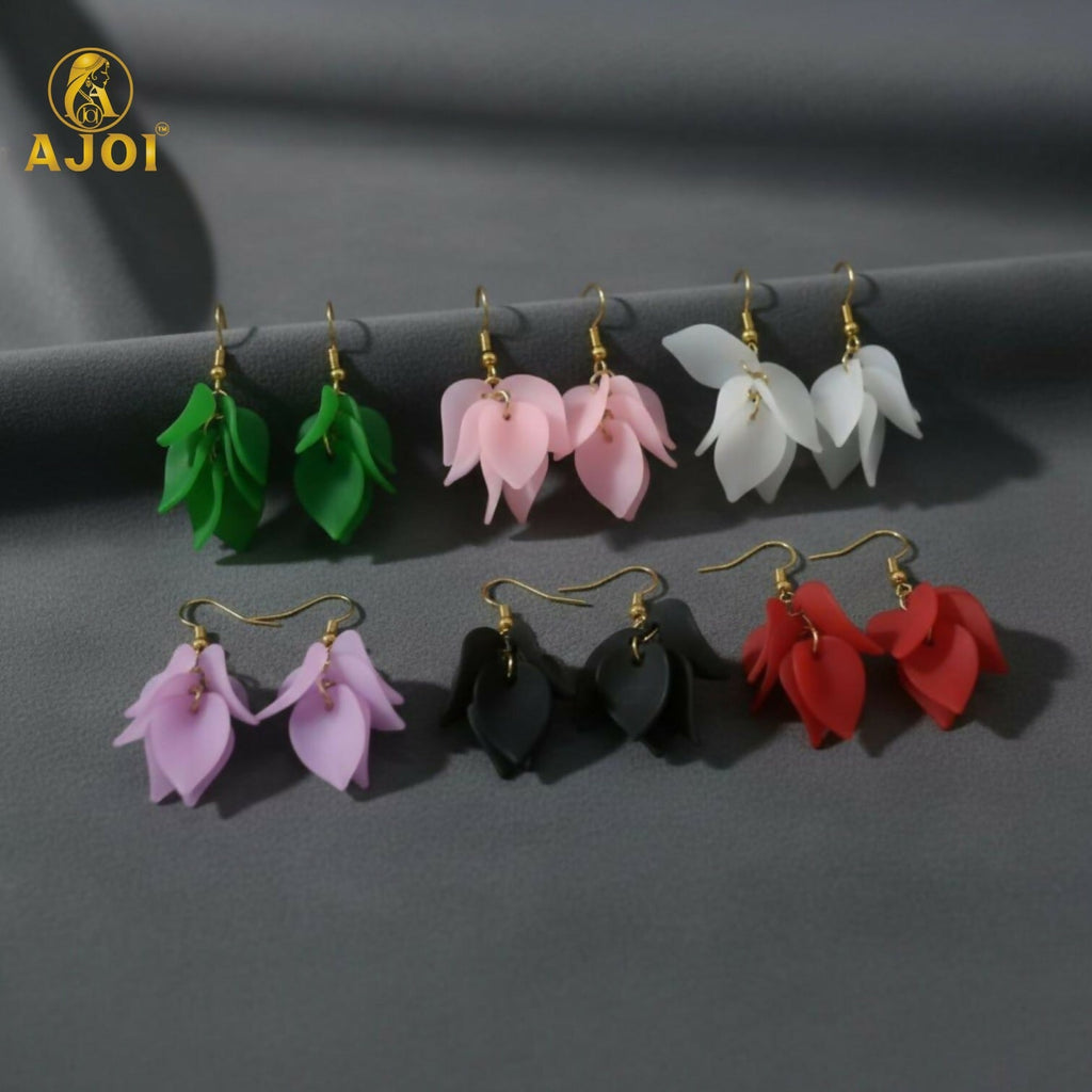 Floral Drop Earrings – Luxury Matte Finish Statement Pack of 6