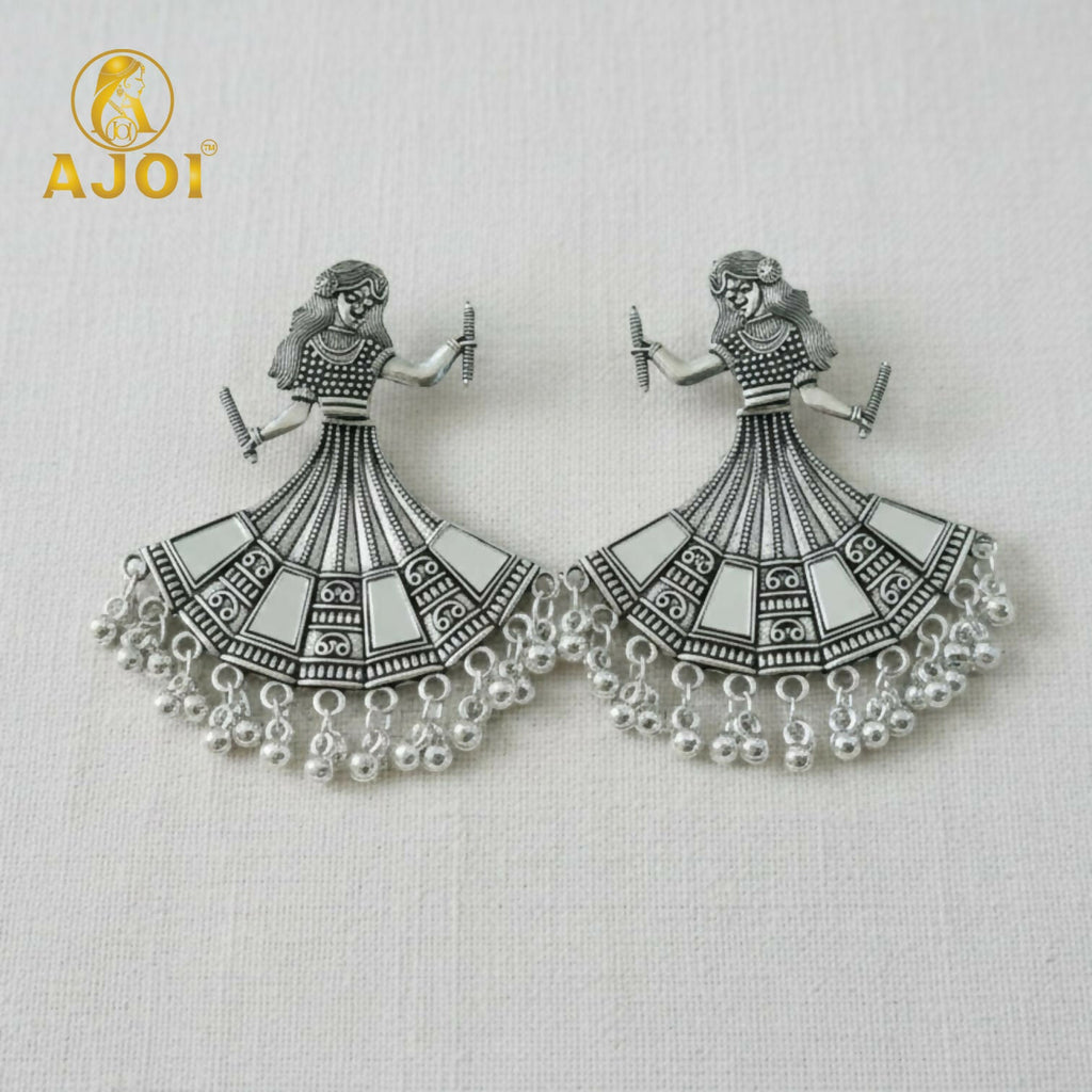 Tribal Dancer Earrings – Oxidized Silver with Ghungroo Beads