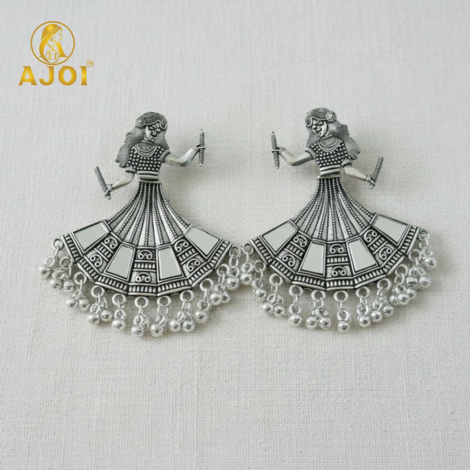 Tribal Dancer Earrings – Oxidized Silver with Ghungroo Beads