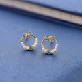 Bow Pearl Hoop Earrings – Gold Plated Korean Style Jewelry
