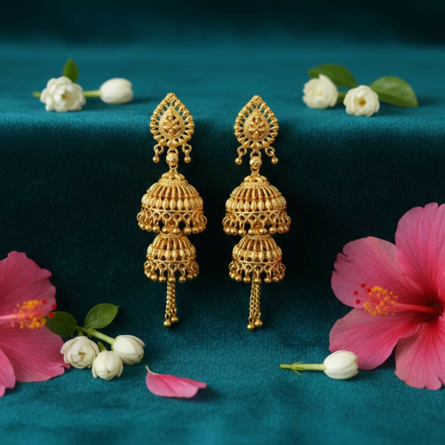 Gold Plated Jhumka Earrings – Traditional Lightweight Elegance