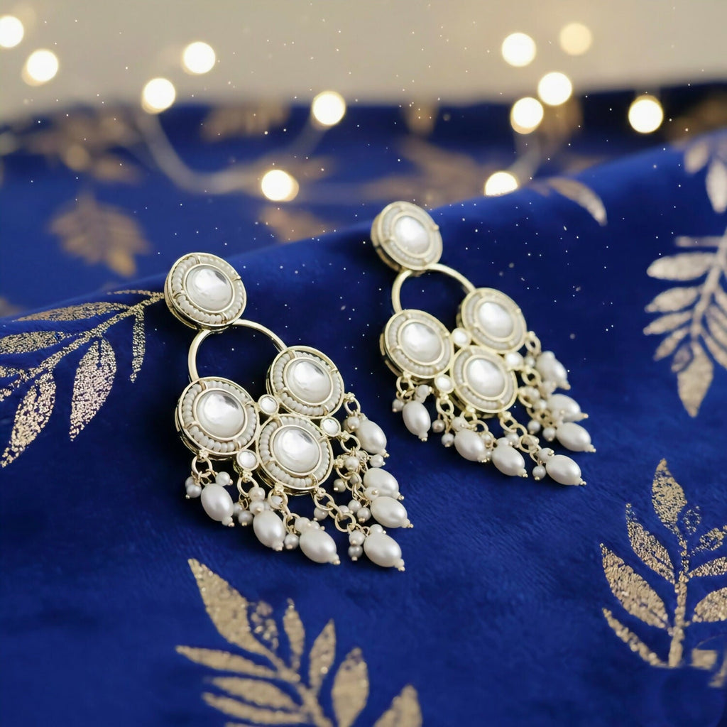 Kundan Chandbali Earrings – Elegant Pearl Drop Design