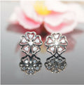 Sterling Silver Floral Stud Earrings – Delicate Cubic Zirconia Design