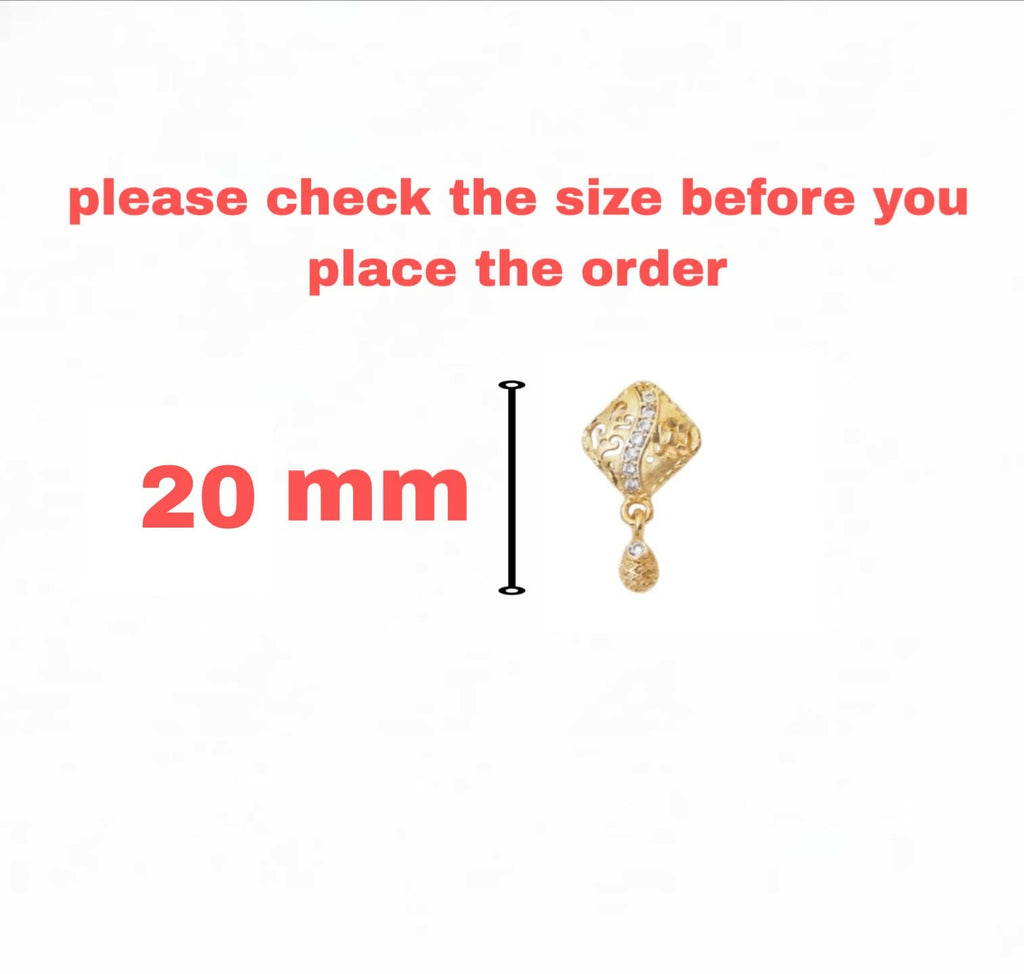 Gold Plated Rhombus Drop Earrings – Intricate Filigree & AD Stones