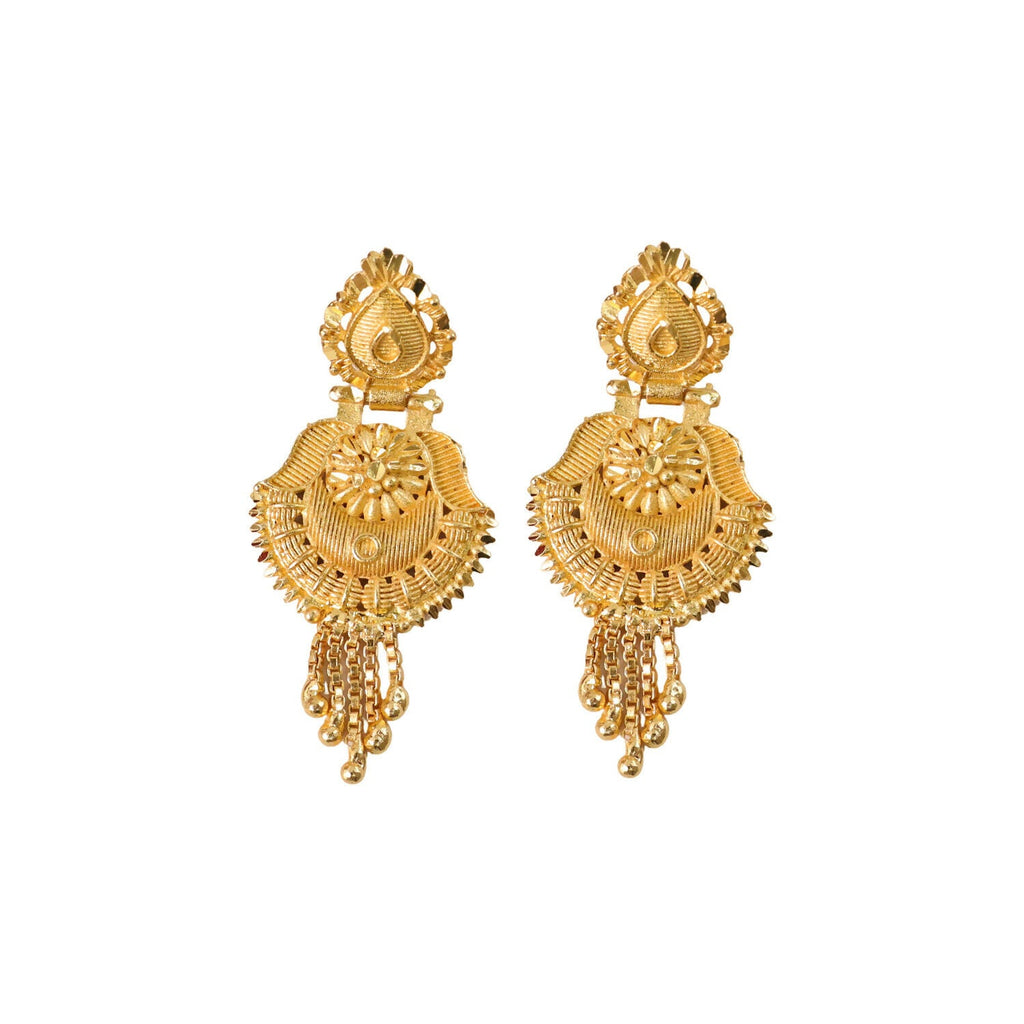 South Indian Gold Jhumka Earrings – Traditional Leaf Motif