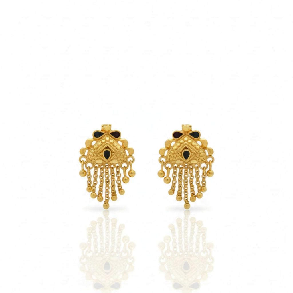 Gold-Plated Jhumka Earrings – Elegant Mina & Latkan Design