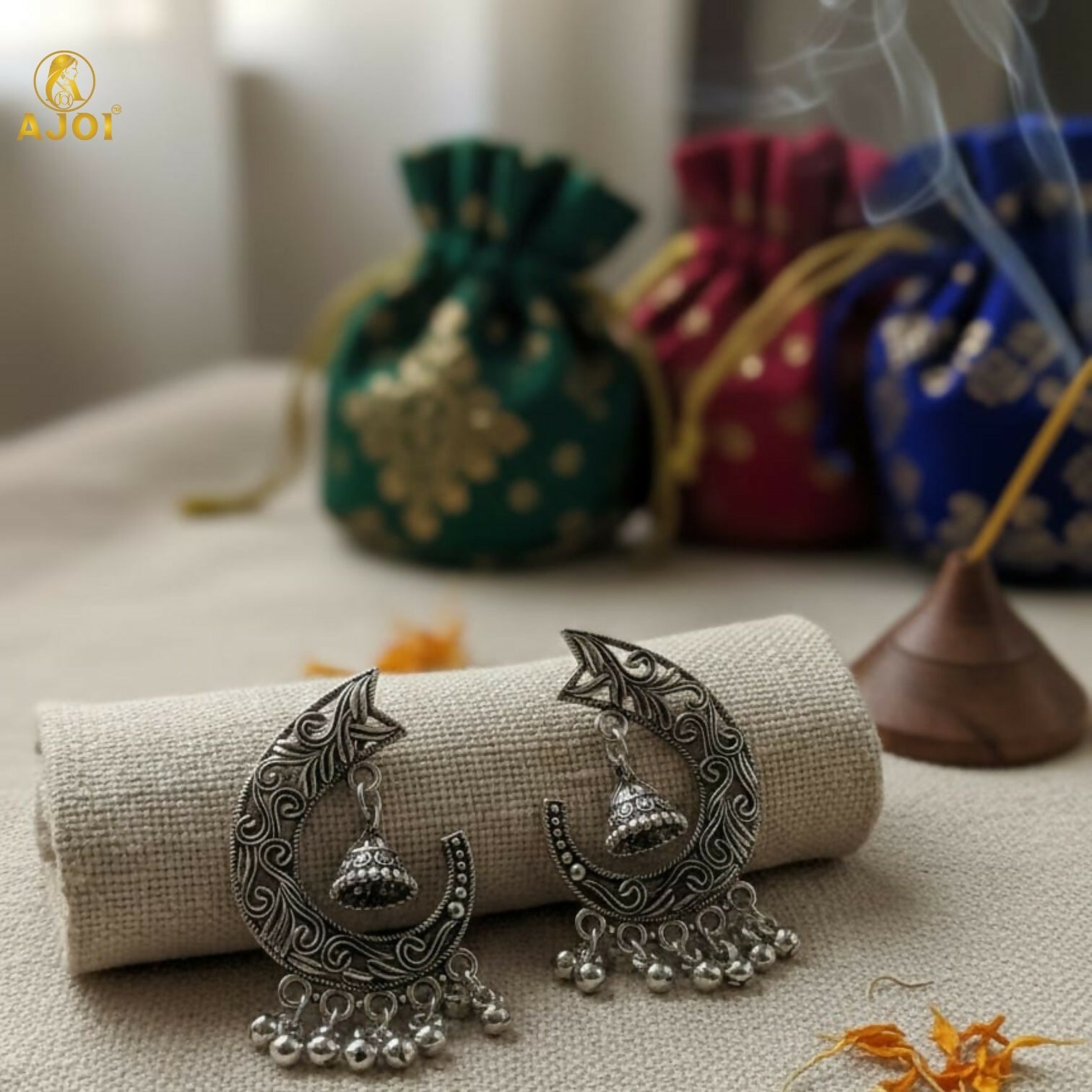 Oxidized Silver Jhumka Earrings – Elegant Ghungroo Danglers