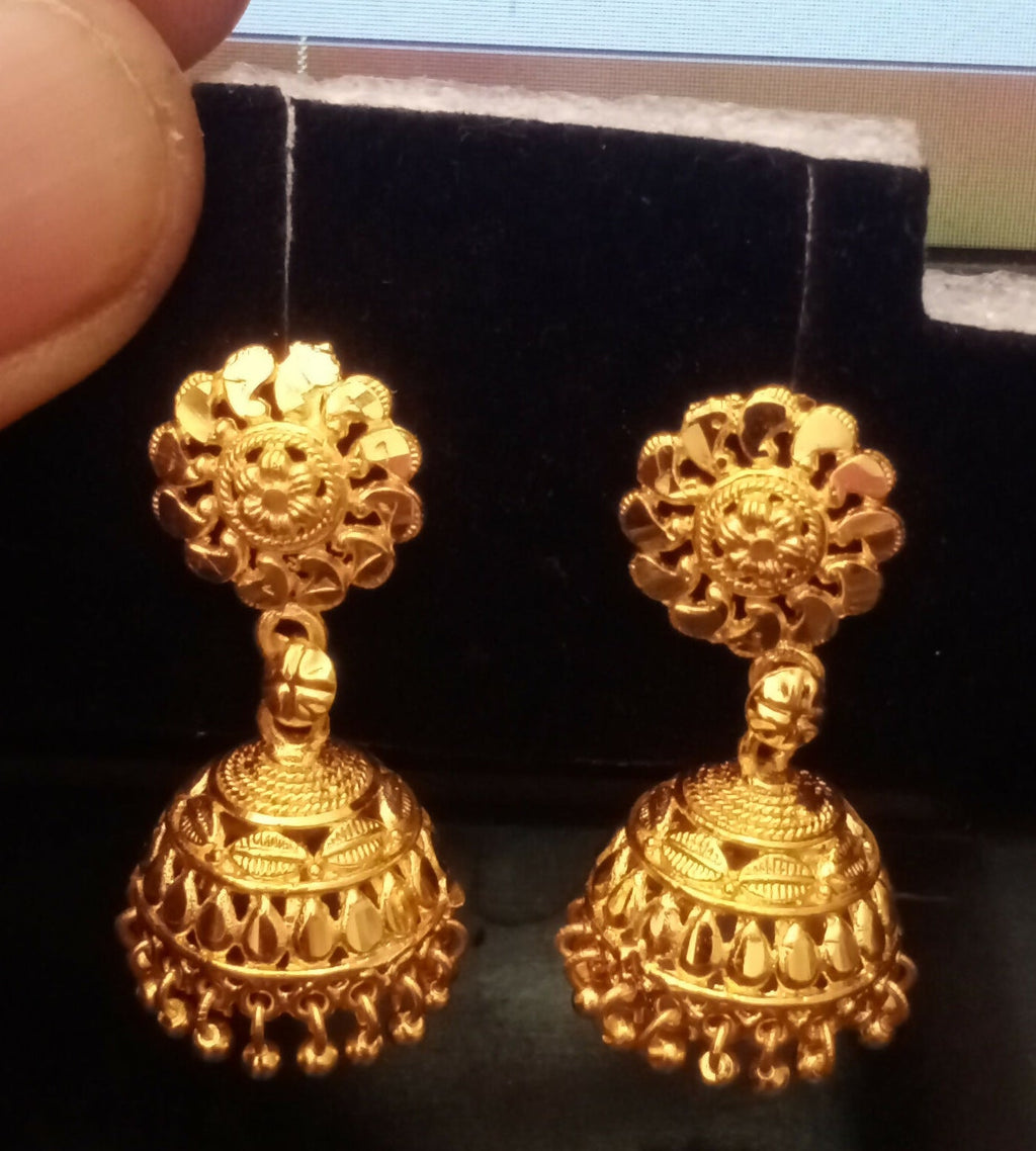 Gold Plated Traditional Jhumka Earrings – Lightweight & Elegant