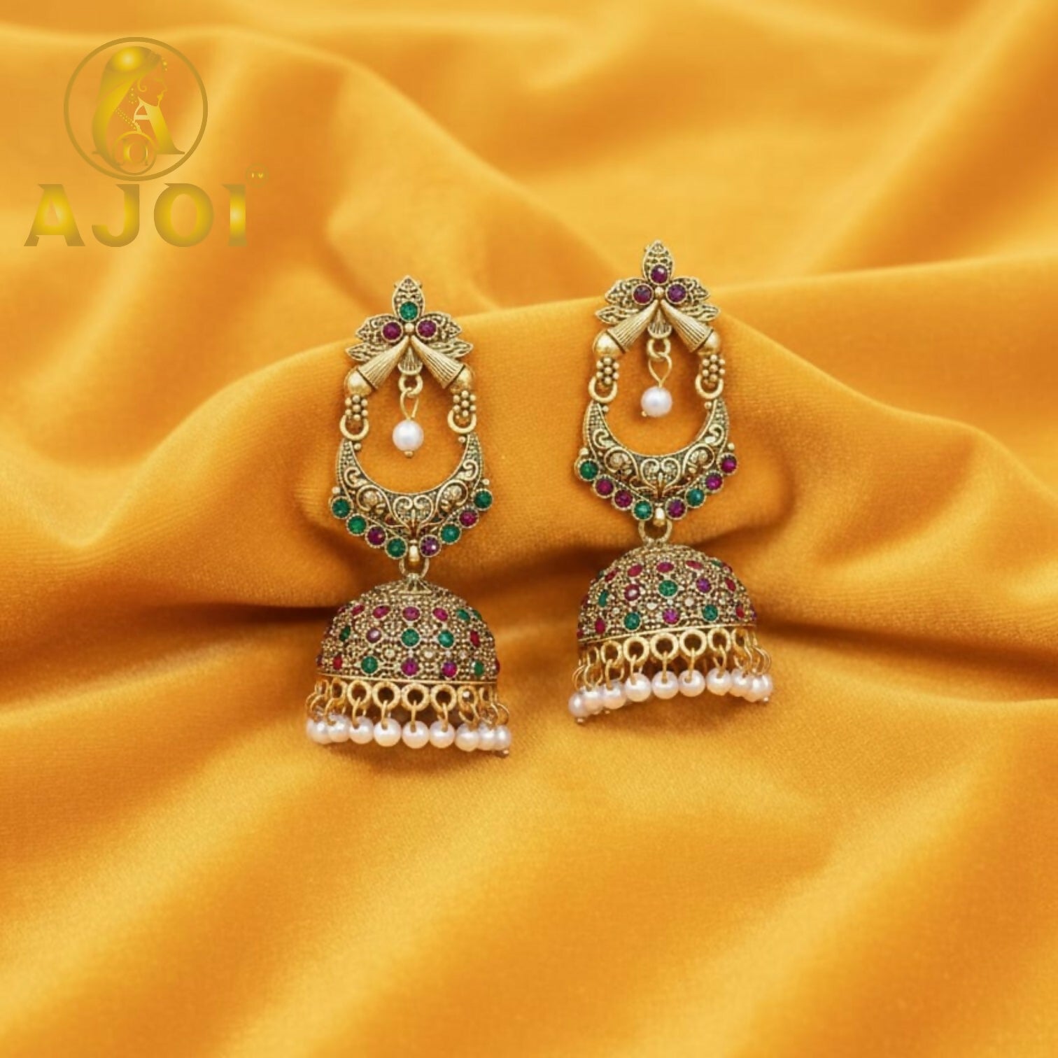 Multicolor Stone Jhumka Earrings – Premium Traditional Festive Jewellery
