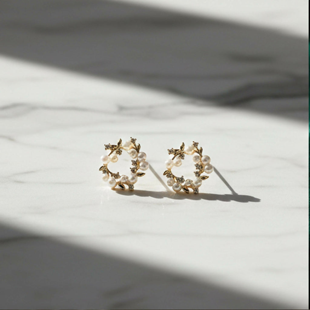 Pearl Wreath Earrings – Timeless Floral Circle Design