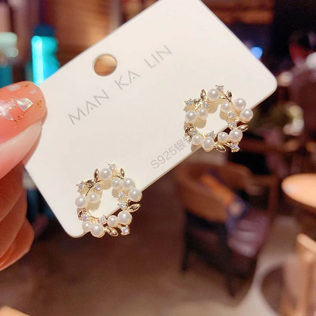 Pearl Wreath Earrings – Timeless Floral Circle Design