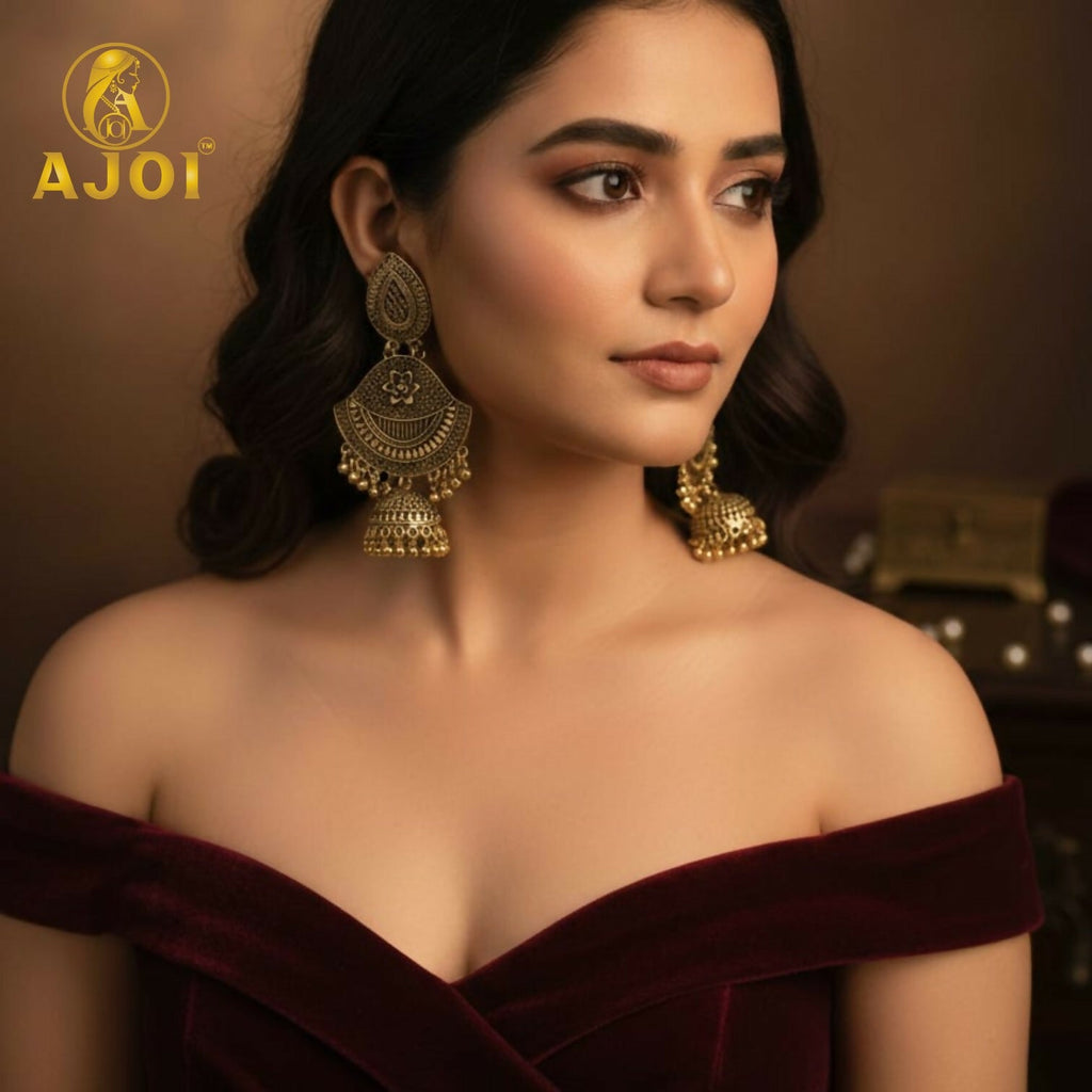 Antique Teardrop Jhumka Earrings – Elegant Traditional Design