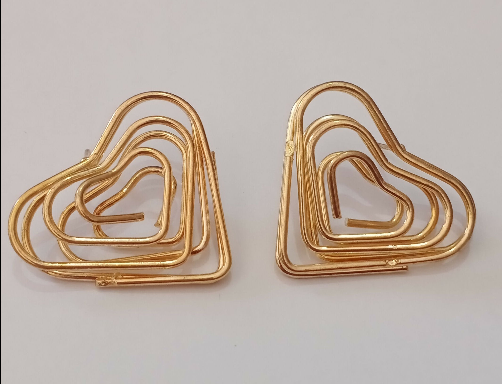 Gold Finish Heart Shape Bali Earrings – Lightweight & Elegant
