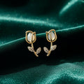 Pearl Tulip Stud Earrings – Elegant Korean Style Floral Jewelry