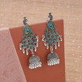 Peacock Jhumka Earrings – Premium Oxidised Silver Ethnic Design