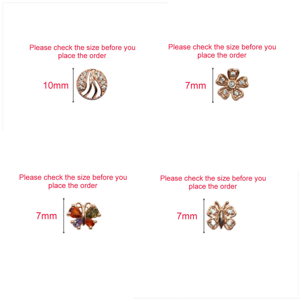 Rose Gold Stud Earrings Set – Butterfly & Flower Combo Pack of 4