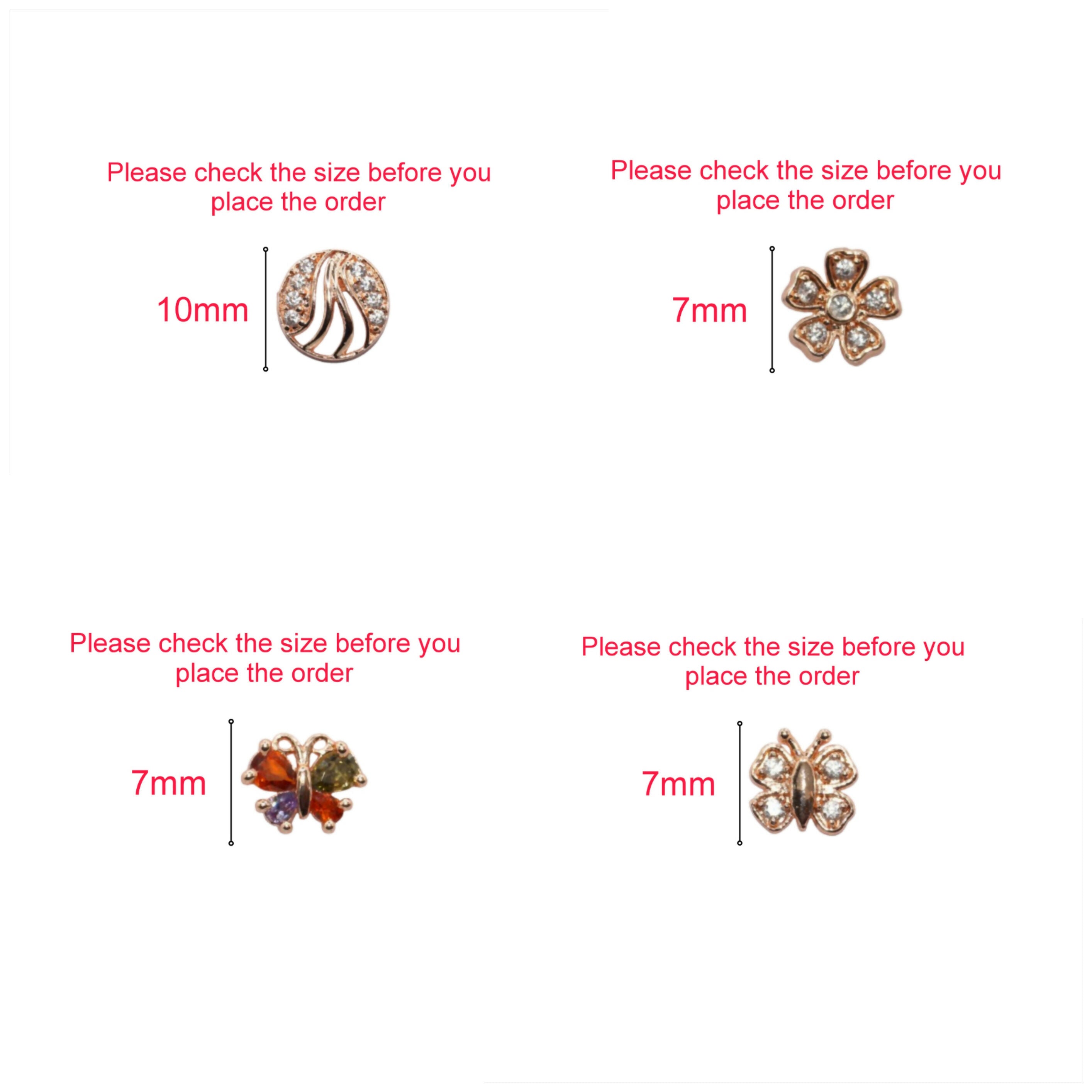 Rose Gold Stud Earrings Set – Butterfly & Flower Combo Pack of 4