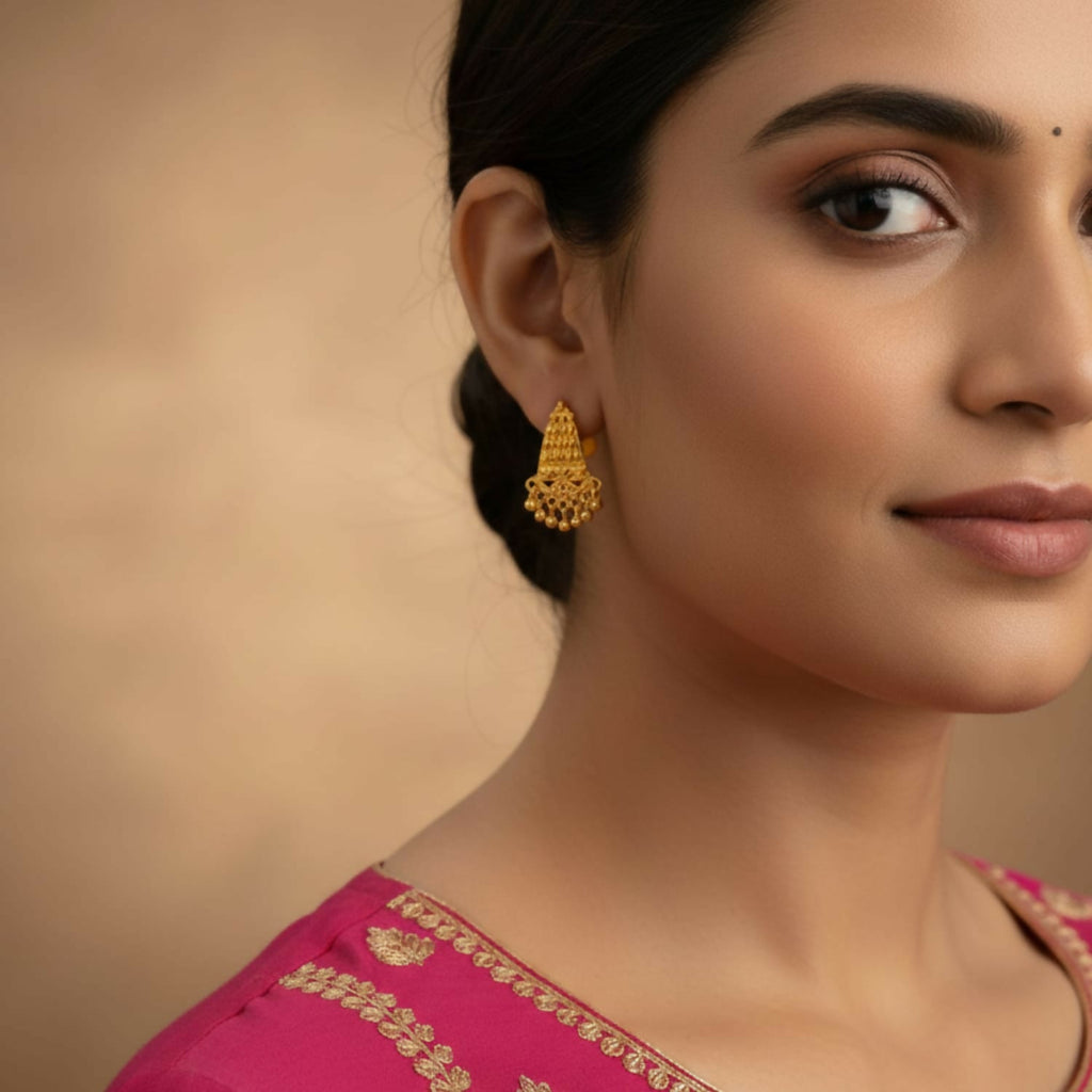 Gold Tone Jhumka Earrings – Traditional Designer Jewellery