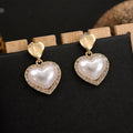 Heart Pearl Drop Earrings – Elegant Korean Style Jewelry