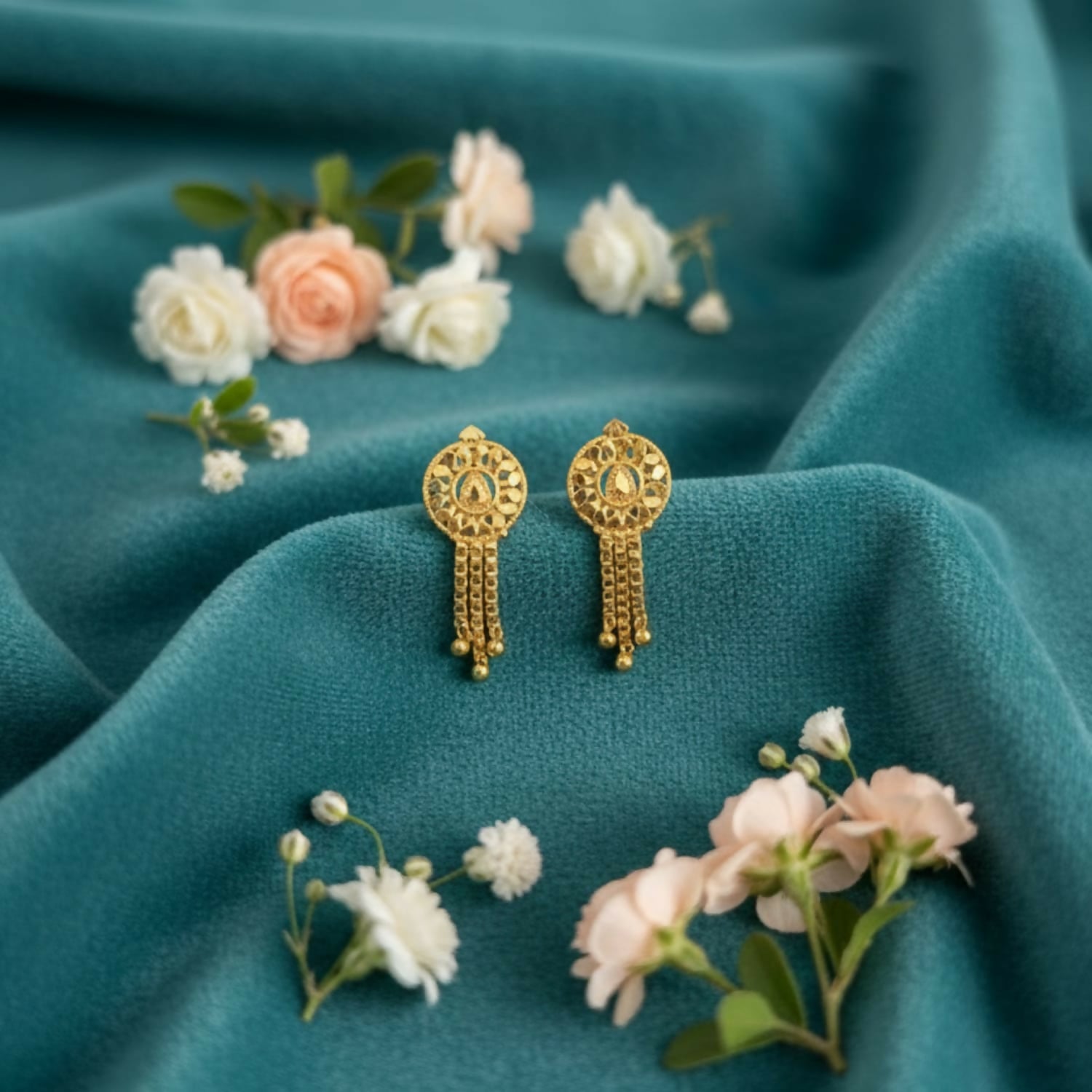 Golden Jhumka Earrings – Traditional Ethnic Jewellery for Women
