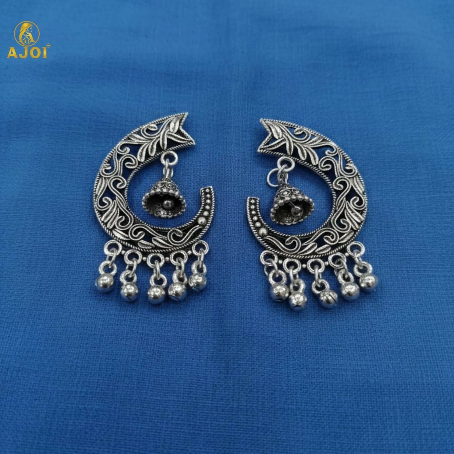 Oxidized Silver Jhumka Earrings – Elegant Ghungroo Danglers