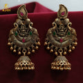 Temple Jhumka Earrings – Antique Gold Plated with Lakshmi Motif