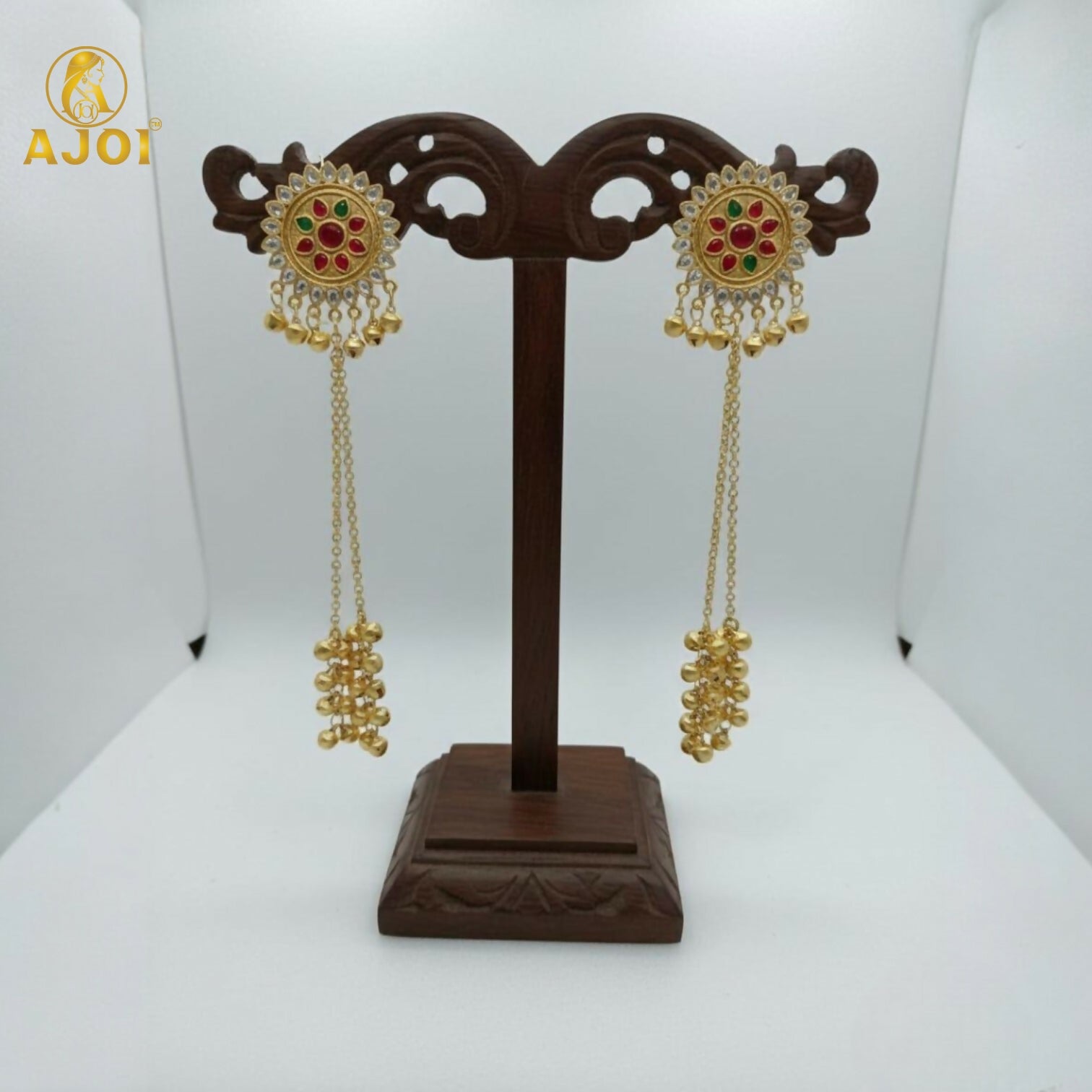 Kashmiri Jhumka Earrings – Royal Kundan & Pearl Tassel Design
