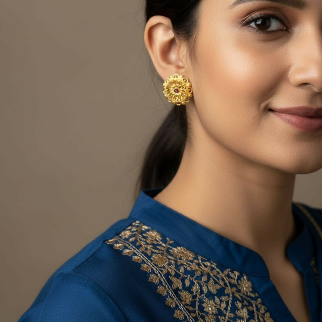 Golden Jhumka Earrings – Elegant Party Wear Ethnic Jewelry