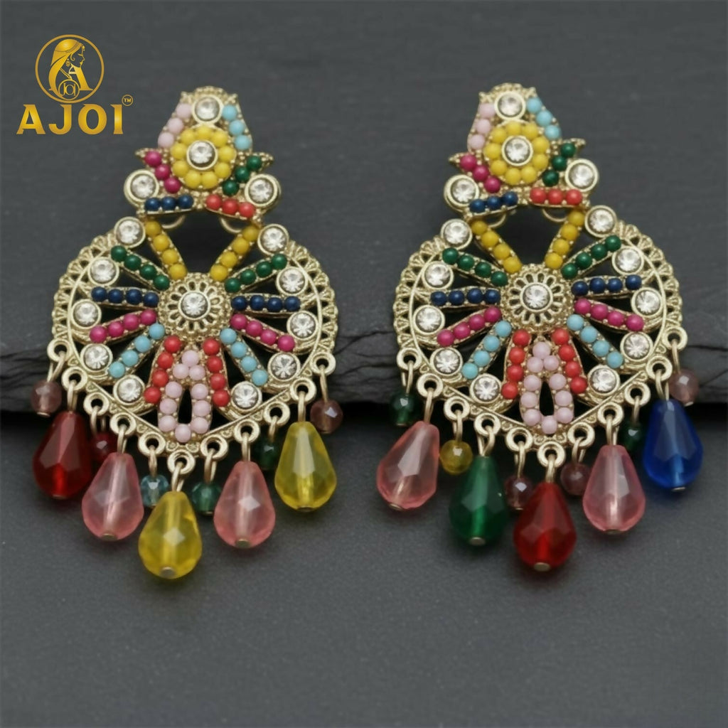 Multicolor Teardrop Hanging Earrings – Handcrafted Statement Jewelry