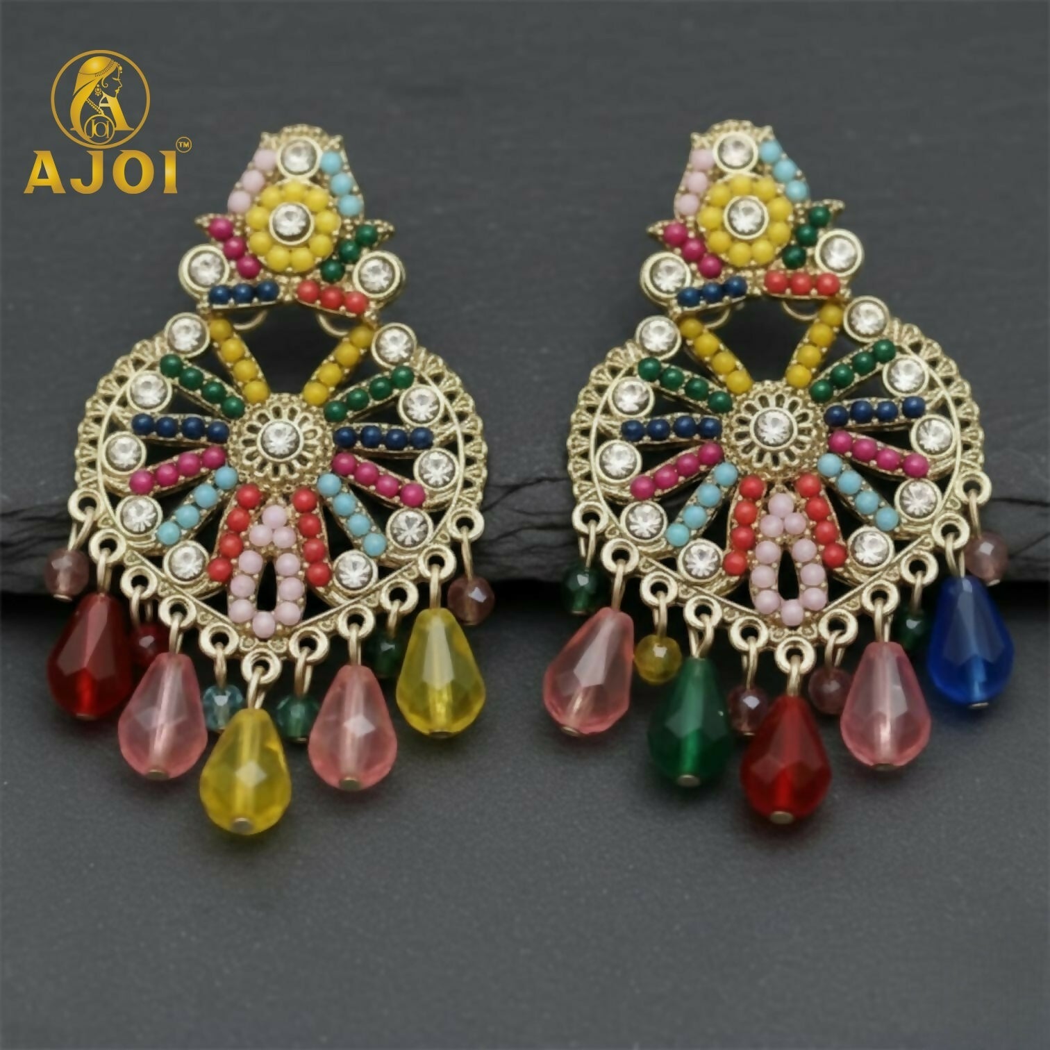 Multicolor Teardrop Hanging Earrings – Handcrafted Statement Jewelry