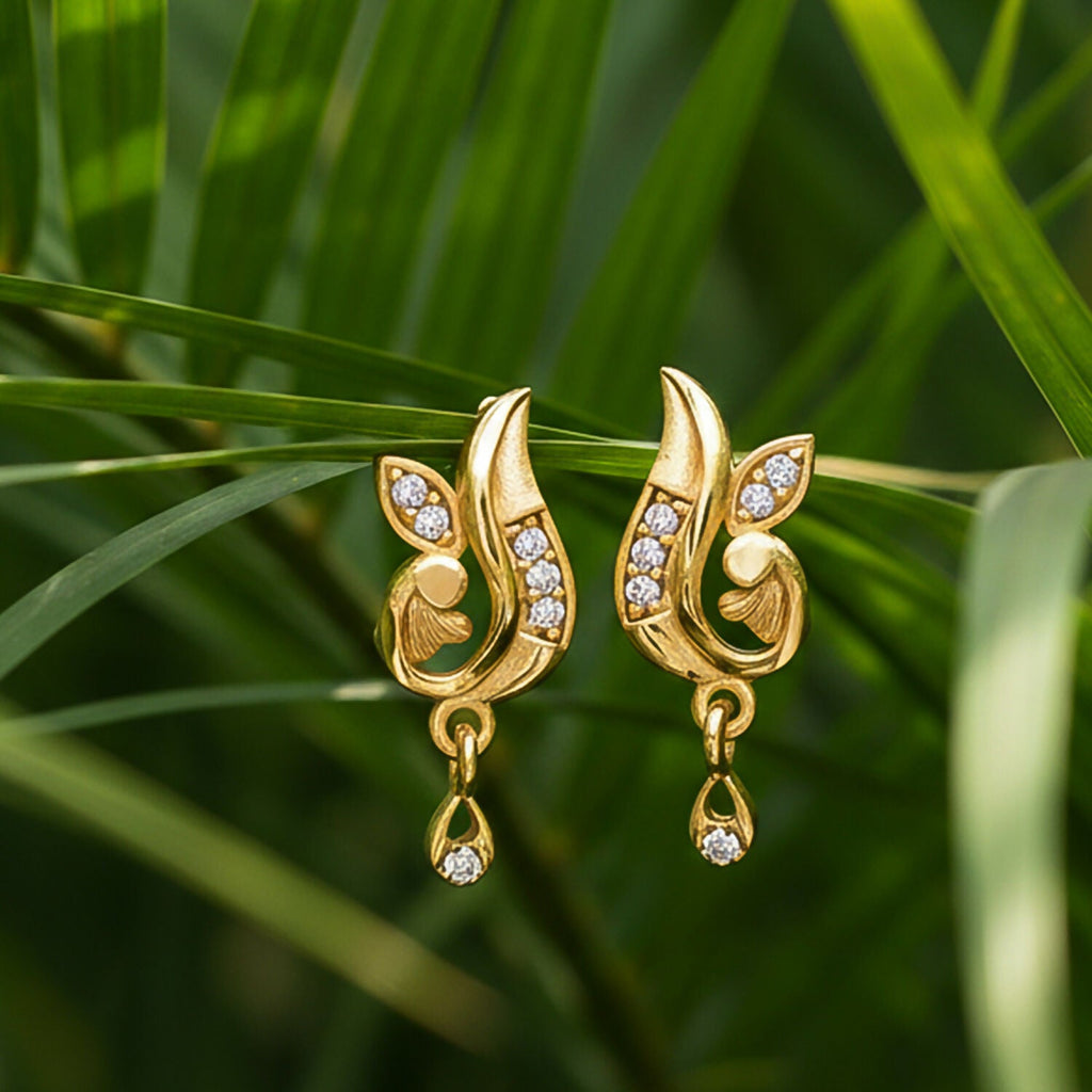 Curved Designer Drop Earrings – Elegant Crystal Highlights