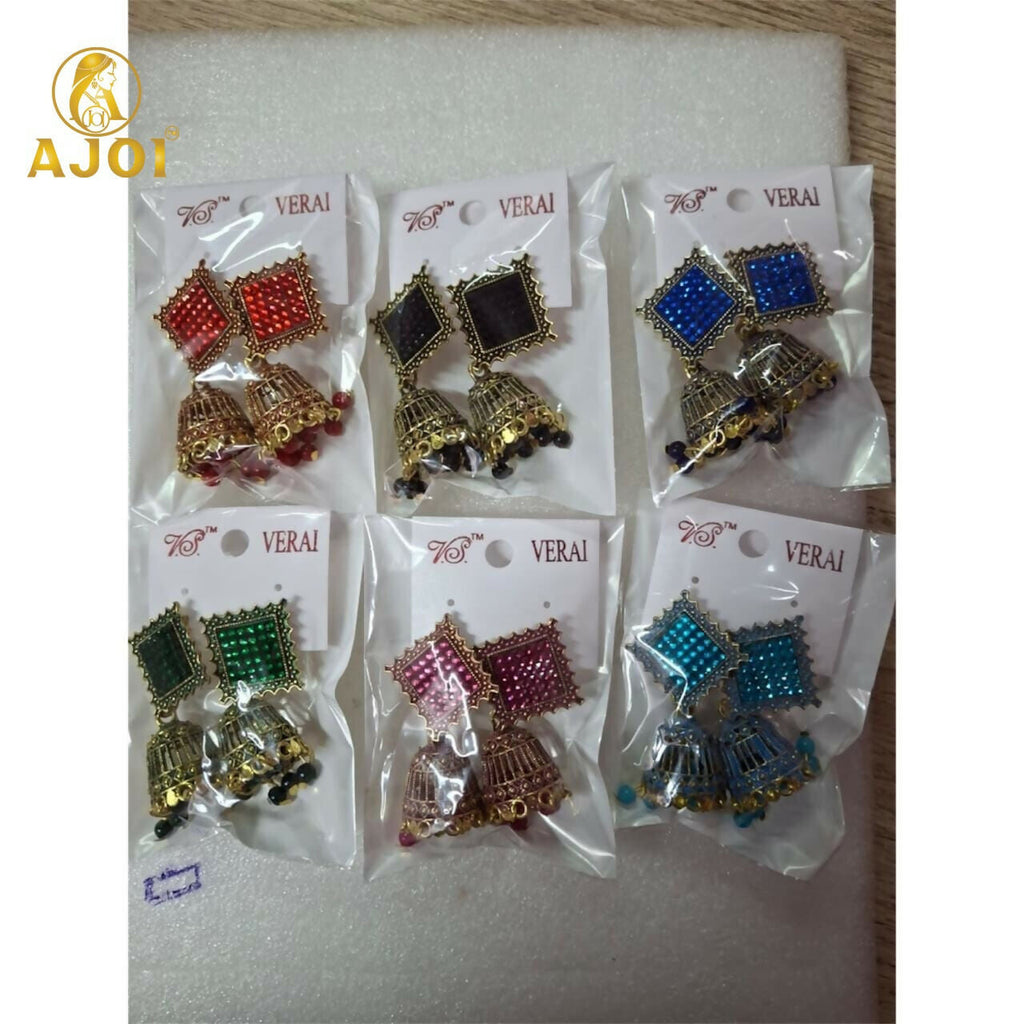 Oxidised Jhumka Earrings – Trendy Lightweight Square Tops