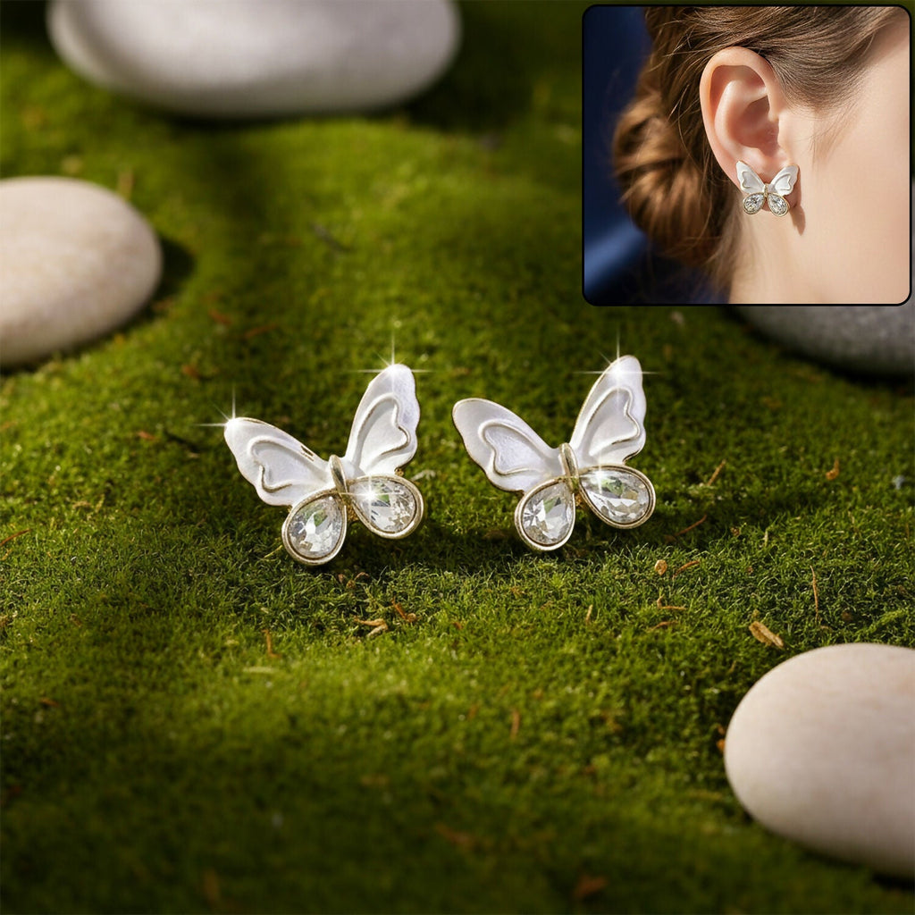 Butterfly Stud Earrings – Elegant Crystal Design for Women