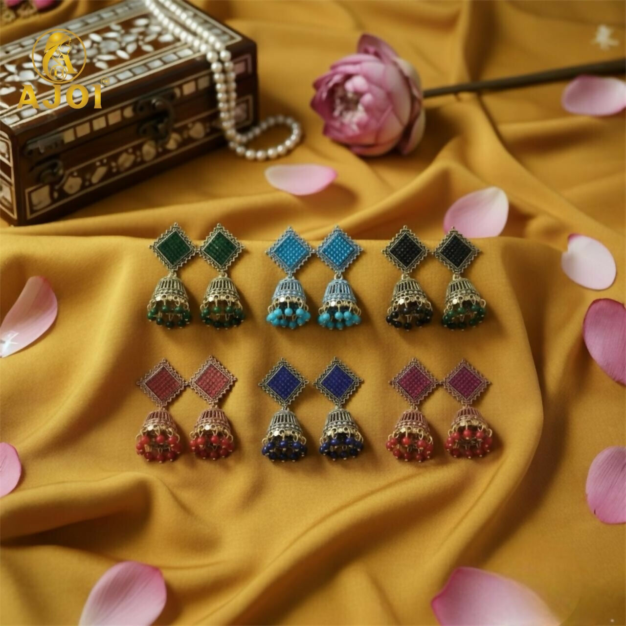 Oxidised Jhumka Earrings – Trendy Lightweight Square Tops