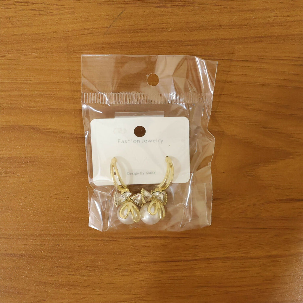 Bow Pearl Drop Earrings – Elegant Korean Style for Women