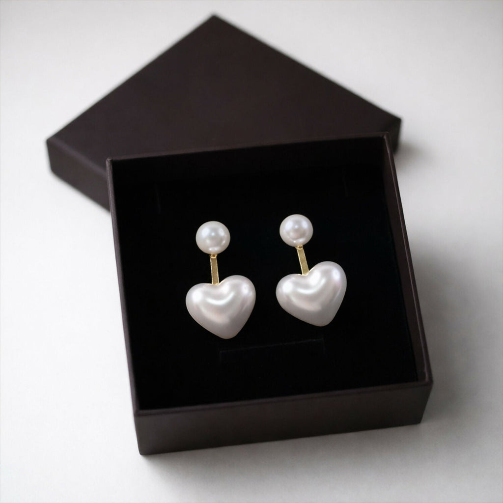 Pearl Heart Drop Earrings – Gold Plated Elegant Fashion Jewelry