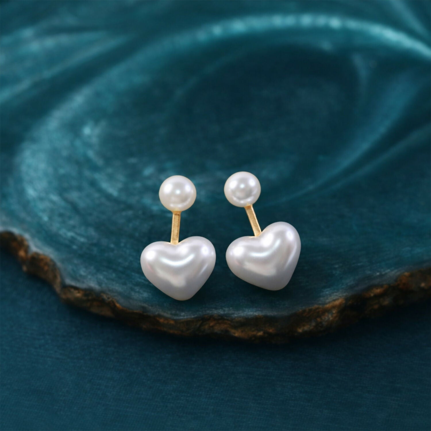 Pearl Heart Drop Earrings – Gold Plated Elegant Fashion Jewelry