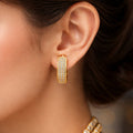 Gold-Tone Hoop Earrings with Crystal Detailing – Elegant Pave Design