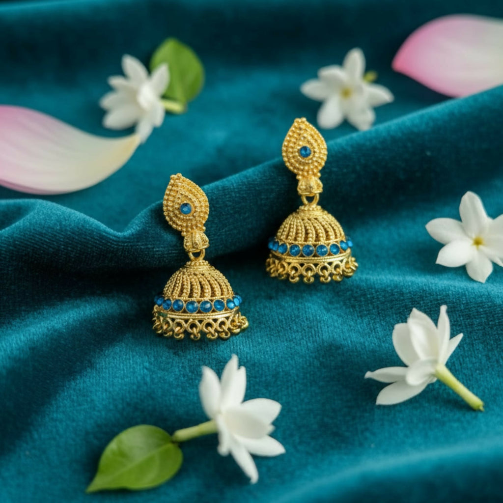 Golden Jhumka Earrings – Traditional Stylish Ethnic Jewellery
