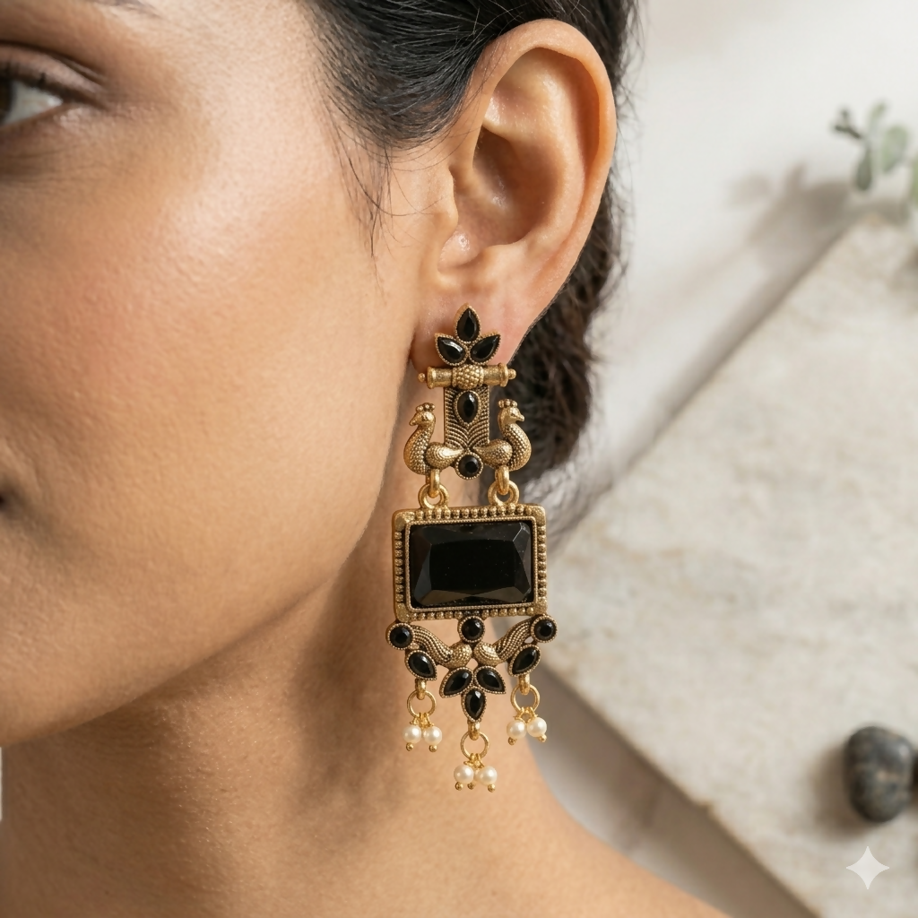 Traditional Pearl Drop Earrings – Elegant Ethnic Jewellery for Weddings