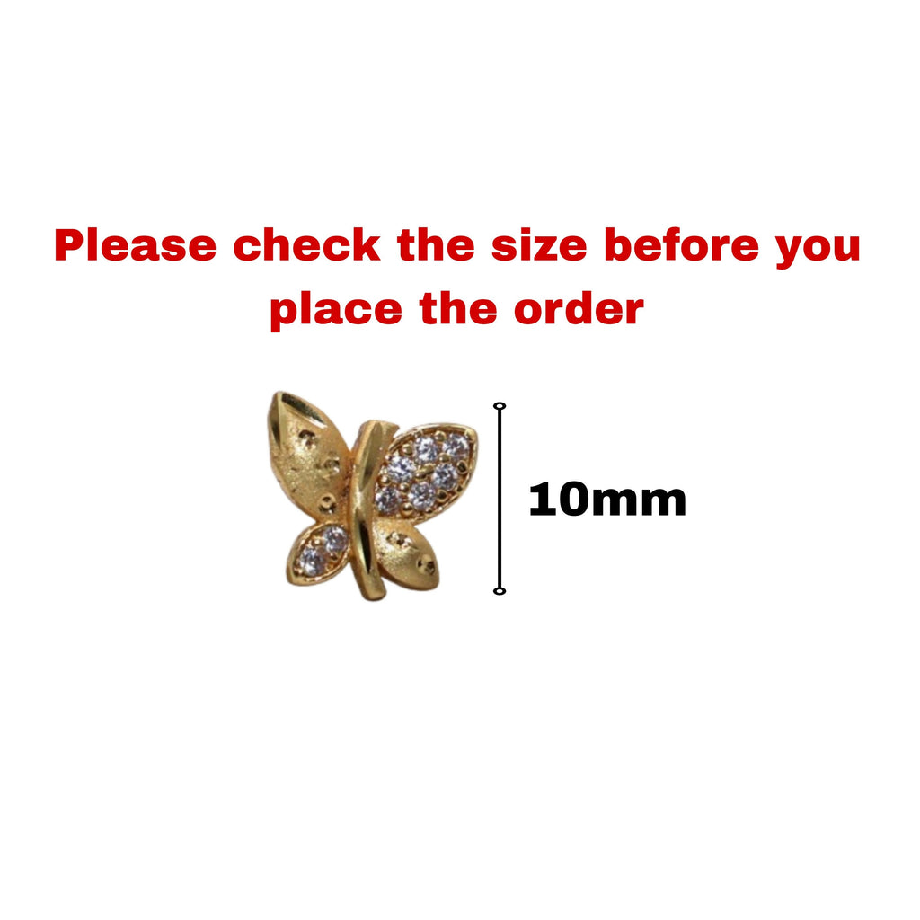 Gold Plated Butterfly Studs – Matte Finish AD Stone Earrings