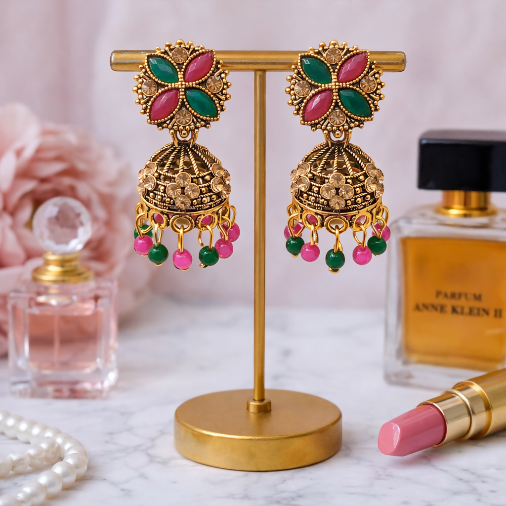 Jhumka Earrings – Traditional Elegant Oxidised Design