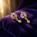 Gold Geometric Earrings – Elegant Sparkling Stones with Drop Charm
