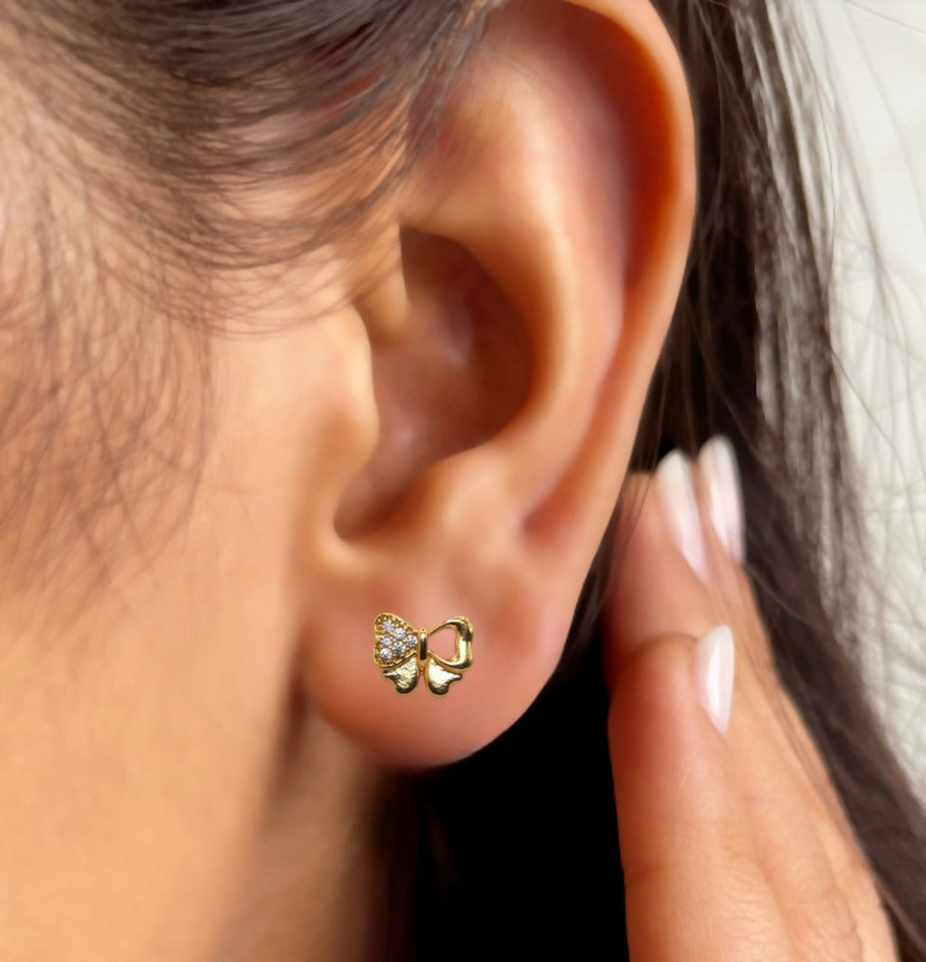 Gold Plated Butterfly Stud Earrings – Elegant & Dainty Design