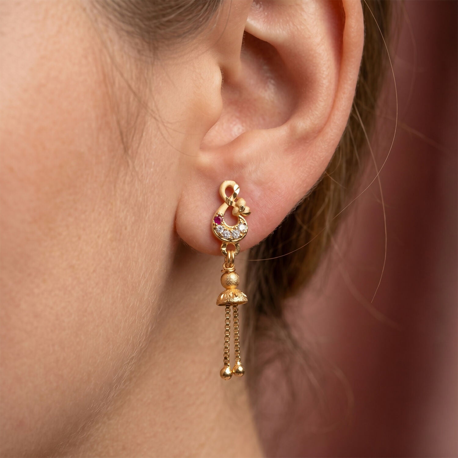 Gold-Plated Stone Studded Earrings – Elegant for Festivals & Weddings